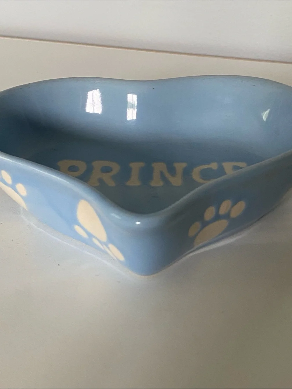 Prince Pet Dish Blue 6” Cat Small Dog Ceramic Food Bowl Ceramic Embossed EUC